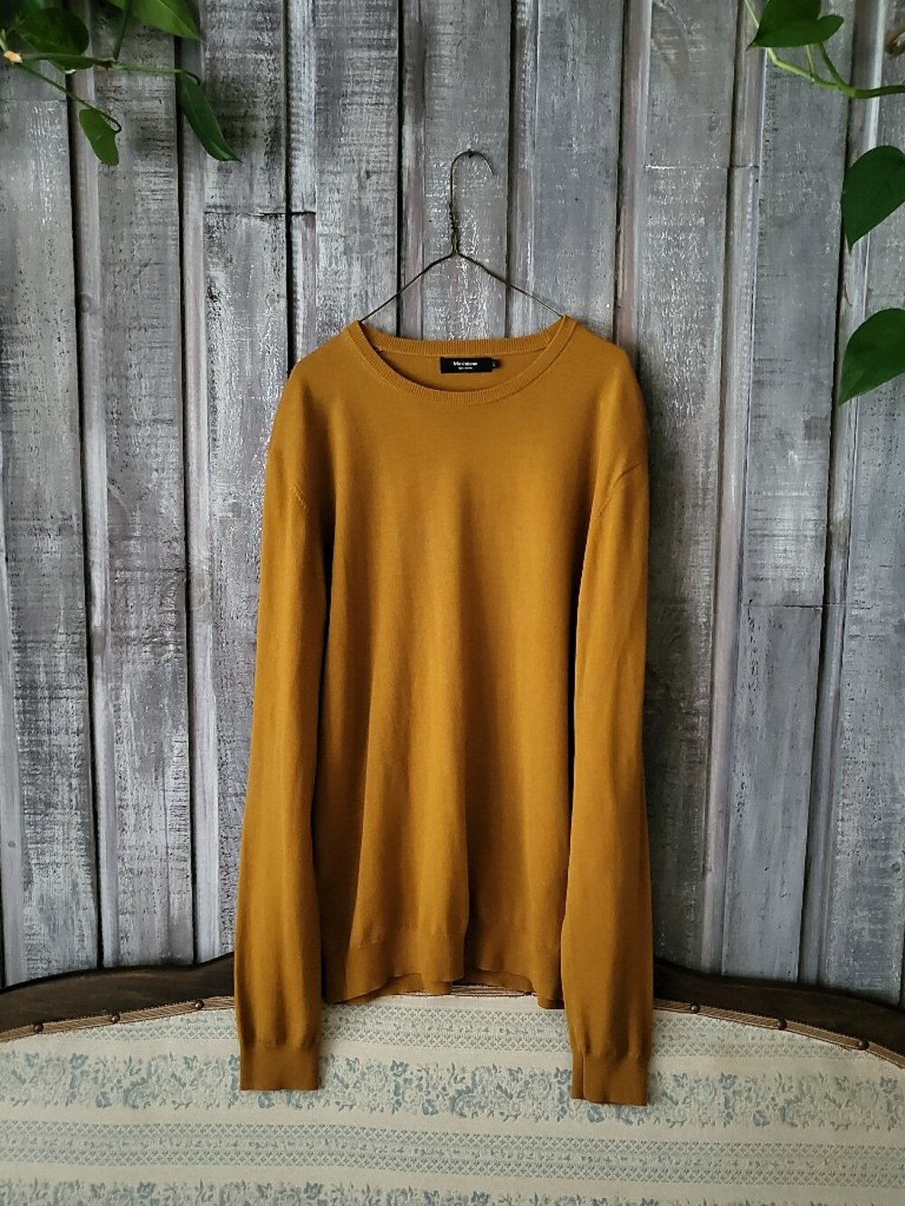 NWOT Matinique Margrate 100% Merino Wool Mustard Yellow Crewneck Sweater Large